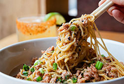 Pork Tan Tan Noodles Recipe from Yum Yum Noodle Bar in Woodstock, Kingston & Red Hook, NY